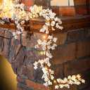 Syhood Christmas Berry String Garland with Lights Thanksgiving Artificial Lighted Garland for Home Xmas Winter Tree Decor Office Fireplace Mantel Decoration Holiday Valentines, 6 Ft(White,1 Pc)