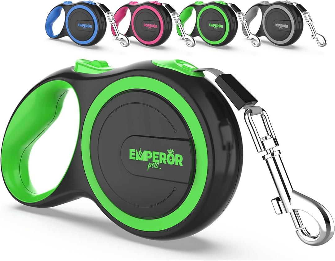 Emperor Pets 26 ft Retractable Dog Leash Large Dogs - Up to 110lbs, Heavy Duty Leash Retractable 26 ft, Dog Leashes for Large Breed Dogs -GN26 (Green)
