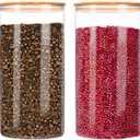 GTJ Large Food Storage Containers With Lids, Glass Canisters 180oz [Set of 2], 1.4 Gallon Jars With Bamboo Lids, Flour Sugar Containers, Airtight Storage for the Kitchen