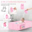 Foldable Baby Bathtub, Converts Shower to Tub, 2-in-1 Portable Toddler Tub with Rinse Cup, No Assembly Easy to Clean, Space-Saving Collapsible Baby Bath Tub for Small Bathroom, Travel & Camping, 6M-5Y