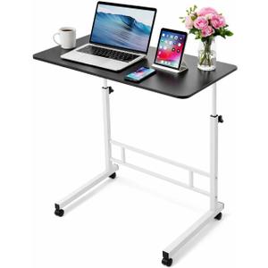 Zanbeel Mobile Standing Desk Adjustable Height for Laptop Small Rolling Desk & Portable Table on Wheels Small Standing Table with Wheels for Home Office (Wood)