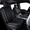 RISINGSTAR Silverado Sierra Faux Leather Seat Covers, Fit for 2014-2018 Chevy Silverado GMC Sierra 1500 and 2015-2019 2500HD 3500HD Crew Cab(Full Set, Black&Gray)