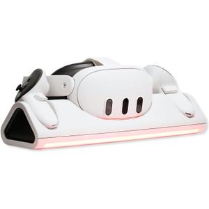 Tilted Nation Charging Dock - Fast Magnetic Charging with Rechargeable Controller Batteries - 3 Docking Station - 12 RGB Modes - VR 3 Accessories for Organization