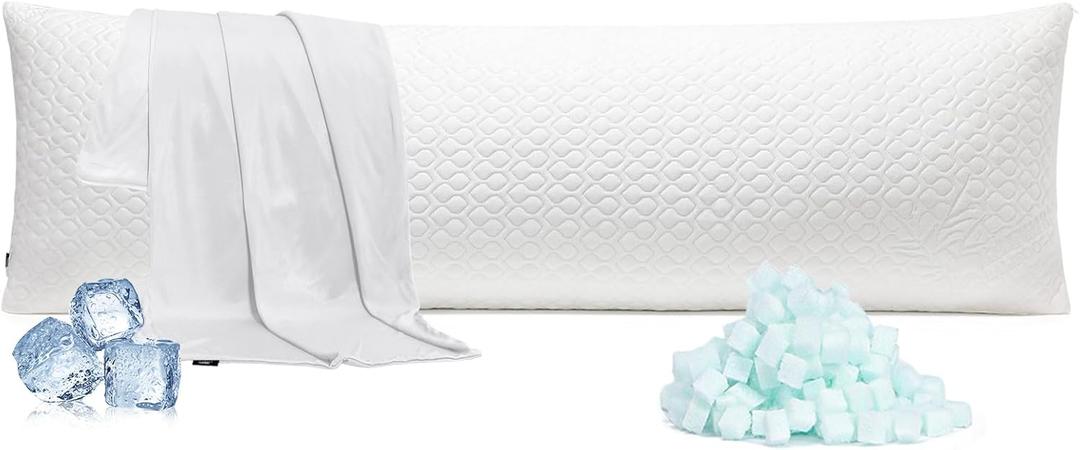 Rainmr Extra Long Body Pillow Cubies Memory Foam 150x50cm – Anime Body Pillow Insert for Adults – with Cooling Cover Huggable Pillows 20x60 inches