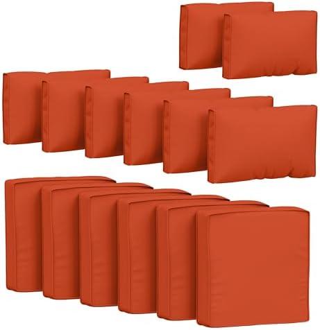 14 Pcs Outdoor Cushion Covers Patio Cushion Slipcovers Replacement Splash Proof with Zipper for Outdoor Furniture, Patio Sofa Couch 3 Sizes, Covers Only