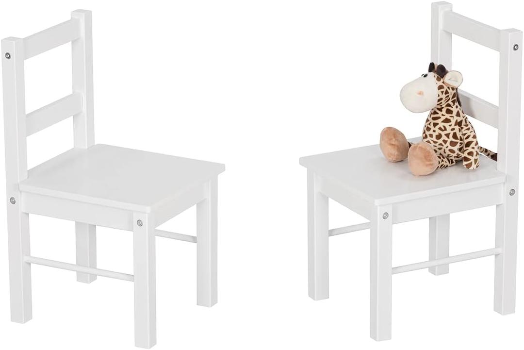UTEX Child's Wooden Chair Pair for Play or Activity, Set of 2, White
