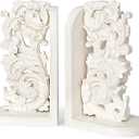 AELS Vintage Heavy Duty Bookends, Decorative Book Ends for Heavy Books, Unique Rustic Bookend Supports for Shelves, Stopper for Books/Movies/CD, Farmhouse Decoration, Distressed White