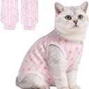Coppthinktu Cat Recovery Suit for Spay Abdominal Wounds, Breathable Cat Onesie for Female Cats After Surgery, Kitten Surgical Recovery Body Suit Cone Alternative Anti Licking