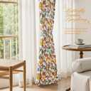 Topfinel 96 inch Rustic Floral Curtains for Bedroom Living Room Butterfly Marigold Room Darkening Thermal Insulated Drapes with Hooks Floor to Ceiling Curtains， Mustard Yellow on Beige, 2 Panels