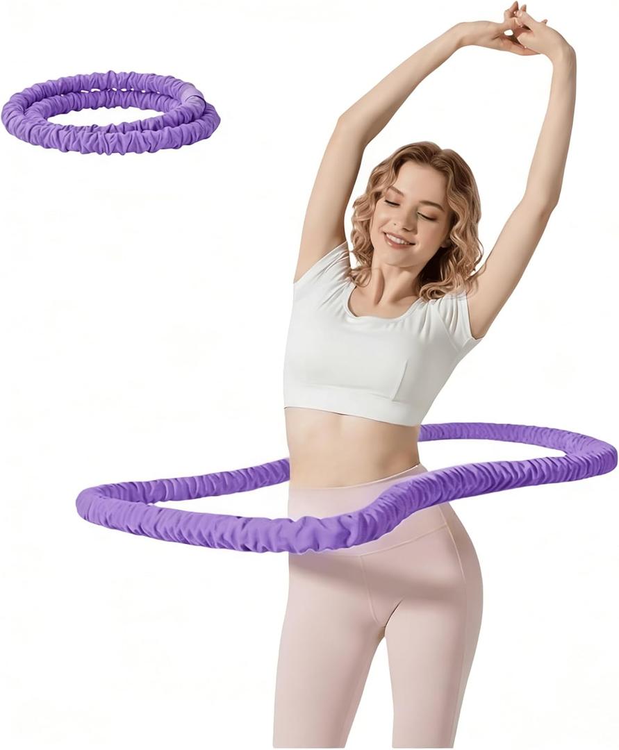 3.2lbs Soft Spring Weighted Fitness Hoop for Adults, Hula-Inspired Core Workout Hoop, Portable & Quiet, Pinch-Free Waist Exercise Design