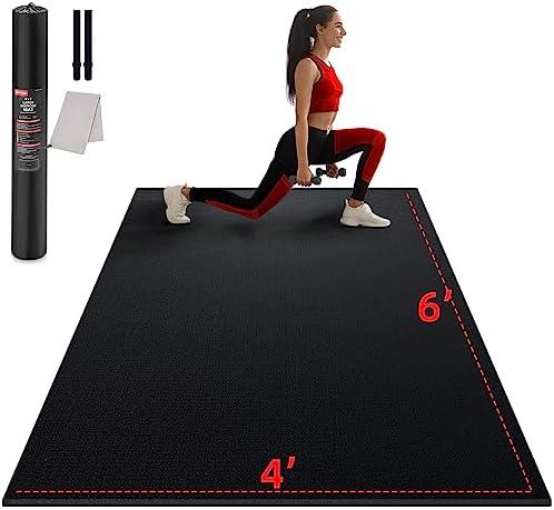 GymCope Large Exercise Mat for Home Workout,12‘x6’/10'x6'/9'x6'/8'x6'/7'x5'/6'x4' (7mm) Extra Thick Workout Mat, High-Density Gym Mat for Cardio, Jump Rope, MMA, Weights (Shoe-Friendly)