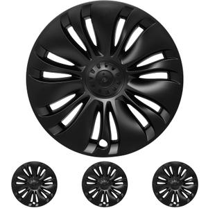 2020-2024 Model Y Hubcaps - 19 Inch Gemini Wheel Covers OEM Wheel Caps 19'' berturbine Hub Caps Replacement Compatible with Tesla Model Y Accessories (Matte Black - 4 Pack)