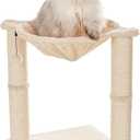 Amazon Basics Cat Condo Tower with Hammock Bed and Scratching Post,Easy to Assemble,Plush Hammock,Interactive Hanging Ball,Durable Sisal Scratch Posts for Indoor Cats, 15.8 x 15.8 x 19.7 Inches, Beige