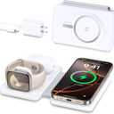 Magnetic Wireless Charger for iPhone: 3 in 1 Travel Charging Station for Apple Devices for iPhone 16 15 14 13 12 Pro Max Plus - Foldable Charging Pad for Apple Watch Series & Airpods 4 3 2 Pro (White)