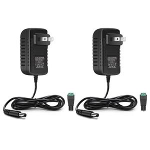 12V 1A LED Power Supply, 12W AC Adapter Power Supply, 100-240V AC to 12V DC Transformer, 12V Power Supply for LED Strip Lights, Wall Plug Power Adapter with 5.5/2.1 DC Female Connector (2 Pack)