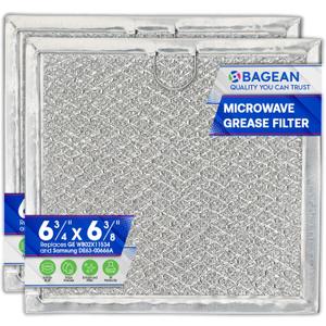 Microwave Filter replacement 6.81" x 6.34" Fits GE WB02X11534 Samsung DE63-00666A Microwave Grease Filter - Freshens and Filters Kitchen Air Entering the Over-the-Range Oven Stove Fan (2-Pack)