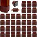 36Pcs Brown Square Chair Leg Floor Protectors, High Elastic Felt Furniture Pads for Hardwood Floors, Silicone Floor Protectors for Chairs, Chair Leg Caps Covers Socks (Small) (Square Small(Fit 1"-1.2"))