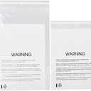 12 X 15 (100 Count) Clear Poly Bags with Suffocation Warning for Packaging, T Shirts & Mailing - Permanent Adhesive (100 Count 12''x15'')