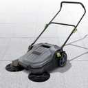 Walk-Behind Hand Push Floor Sweeper, 25.6" Sweeping Width Floor Sweeper Manual Non-Electric, 5-Gallon Waste Container, Angle & Height Adjustable Folding Handle for Walkway, Yard, Garage, Patio