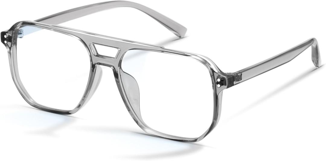 livho Vintage Aviator Blue Light Blocking Glasses, Fashion Oversized Frames for Eye Strain Relief, Unisex Design (*Gray)