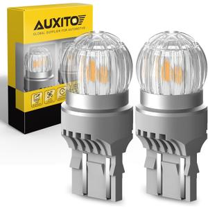 AUXITO Upgraded 7443 LED Bulbs Turn Signal Lights Amber Yellow 400% Brighter, 7440 7444 7441 W21W LED Amber Lights for Blinker Signal Lights, Parking Light, Side Marker Light, Pack of 2
