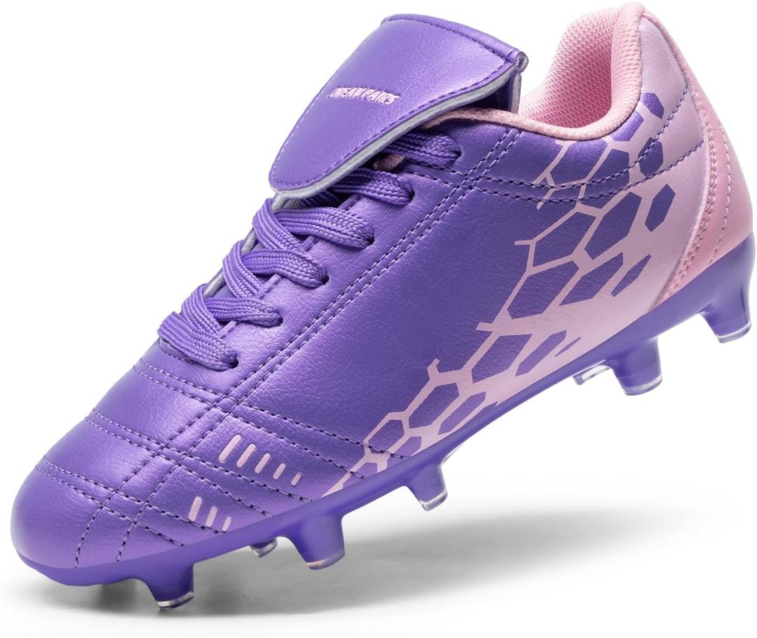 DREAM PAIRS Boys Girls Soccer Football Cleats Shoes for Little/ Big Kid, Size 2 Little Kid, Light/ Purple/ Pink, SUPERFLIGHT-3K 