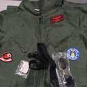 4-Piece Pilot Costume for Kids - Air Force Flight Suit with Sunglasses, Dog Tag & Belt for Halloween Career Day (10-12 Years)
