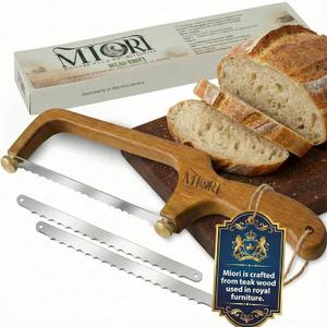 Miori Bread Slicer for Homemade Bread & Sourdough Bread Knife, Serrated Stainless Steel Blade, Wooden Handle for Even Slicing