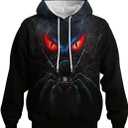 Novelty Long Sleeve Hoodie Funny Fashion Spider Print Sweatshirts (X-Large, Black)