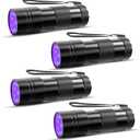 COSOOS 4 Pack Blacklight Flashlights, 395nm UV Handheld Black Light Flashlight, 12LED Mini Portable Pet Urine Detector for Dog Cat Urine, Scorpions, Dry Stains, Bed Bugs