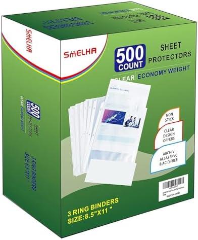Sheet Protectors 500 Page, Page Protector 8.5" x 11" ，Upgraded Clear Plastic Page Protectors, for 3 Ring Binder, Top Loading Paper Protector with Reinforced Holes, Holds Multiple Sheets, Letter Size