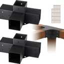 VEVOR Pergola Bracket Kit 4''x4''(Inner Size 3.6x3.6), 2pcs 4-Way Heavy Duty Corner Bracket Woodworks DIY Post Base Kit, Easy Installation Wooden Beams for Gazebos, Patio Pergolas, Log Cabin