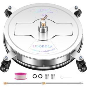 19" Pressure Washer Surface Cleaner with 4 Wheels - Stainless Steel Surface Cleaner for Pressure Washer Attachment for Concrete, Patio, Sidewalk, Deck, Driveways and Daily Washing - PWS 19 (19 INCH SILVER)