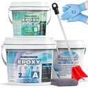3 Gallon 100% Solids Industrial Epoxy Floor Coating Kit - Self-Leveling, Highly Durable Clear Resin Paint | Ideal for Counter Tops, Garages, Basements, Warehouses, Concrete Floors & Wall Repair-Clear