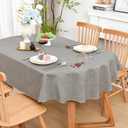 Wolkemer Farmhouse Faux Linen Oval Tablecloth 52 x 70 Inch - Water Resistant Table Cloth Washable Wipeable Table Cover for Home Kitchen Dining Wedding Party Banquet (Grey)