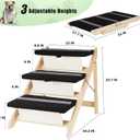 2-in-1 Indoor Pet Ramp, Wooden Folding 3-Tier Pet Stairs with Non-Slip Carpeted Steps, Ramp Perfect for Bed and Couch