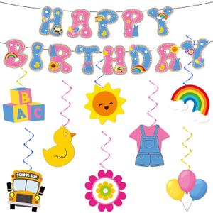 Cartoon Girls Hanging Swirl Banner English Teacher Birthday Party Decorations English Teachers Parties Ceiling Decor Cartoon Teachers Fans Hanging Streamer for Kids Birthday Classroom Party Supplies