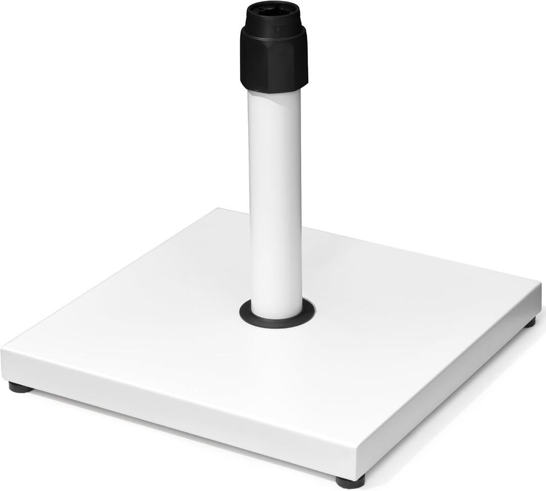 45lbs Patio Umbrella Base - Heavy Duty Outdoor Patio Market Umbrella Stand for Deck, Poolside, Balcony, Wind-Resistant Design, White