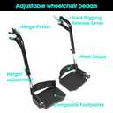 Universal Wheelchair Footrest Replacement - Adjustable Composite Footboard & Heel Loop, Foldable Comfort Support, Affordable, Black, Lightweight, Easy Installation