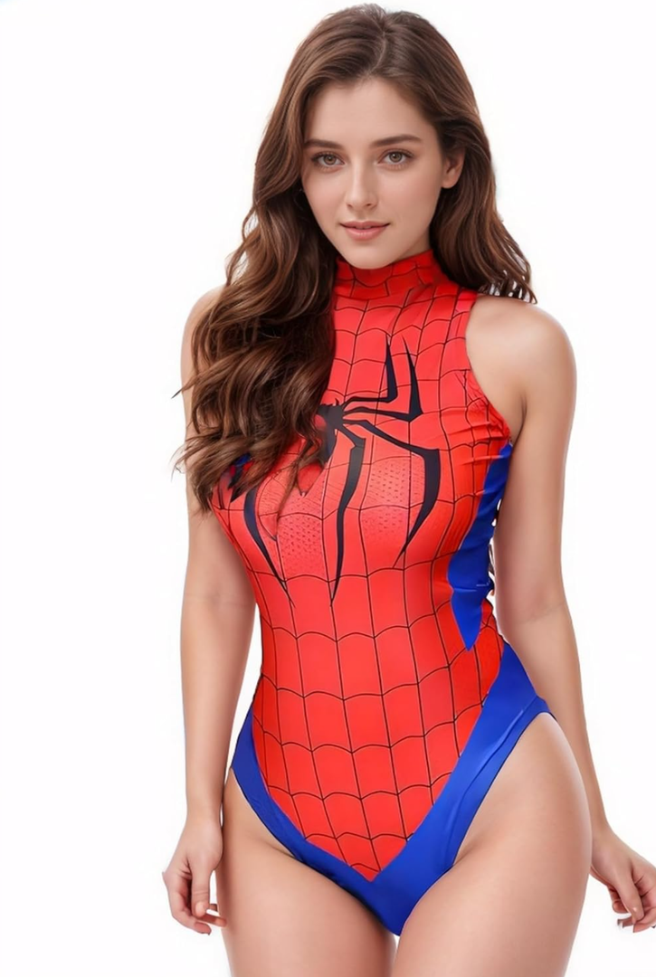 Women's One-Piece High Waist Lingerie Superhero Anime Cosplay Costume Bodysuit Sexy Party Leotard, M