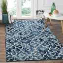 Wonnitar Moroccan Washable Area Rug 3x5 Blue Entry Rug, Non-Slip Neutral Kids Room Bedroom Mat Modern Geometric Trellis Throw Rug Floor Carpet for Dining Room Laundry (Post Blue,3'x5')