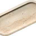 Bathroom Vanity Tray, Natural Marble Oval Sink Tray 10 Inch, Beige Travertine Vanity Tray for Soap Dispenser Modern Countertop Organizer for Kitchen Countertops, Home Decor (9.8" x 4.5" x 0.8")