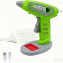 Cordless Hot Glue Gun Kit Includes 30 Hot Glue Sticks, Switch with 10W Drip-proof Design with 15-Second Fast Heating, Suitable for DIY Crafts, Fabric, Wood & Home Repairs(Green)