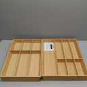 V-Shaped Extra Large Bamboo Drawer Organizer Set of 2, Kitchen Cutlery Tray Utensil Plate, Flatware&Silverware Storage Box, Wood Organizer for Bedroom, Living Room (19.6"x14.6" & 19.6"x12.4")