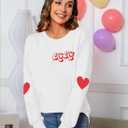 Valentines Shirt Women Love Heart Letter Print Shirts Cute Valentine's Day Long Sleeve Top (XX-Large, Xo White)