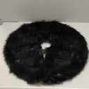 AISENO 24 Inch Christmas Tree Skirt - Black Faux Fur Plush Holiday Decor for Xmas Tree, Festive Party, Home Decorations