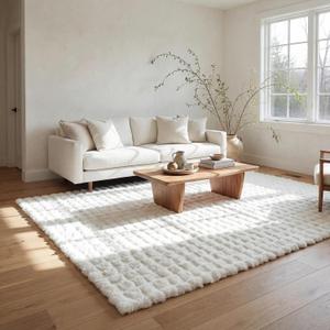 Nuloom Jeni Off-White, 6' x 9', Solid Faux Rabbit, Fluffy and Cozy, High Traffic, Stain Resistant, Easy Clean, Durable Washable Area Rug for Bedroom, Living Room, Dining, Den, Foyer, Entryway