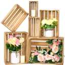 BOY MCOWBOY Wooden Crates for Display 6 Pack Large Rustic Nesting Wooden Basket with Handle, Decorative Farmhouse Wood Crate for Storage and Container, 6 Size Wood Basket Decor Boxes