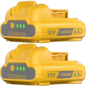 Replacement for Dewalt 12V Battery DCB120 4.0Ah - Replacement for DCB120, DCB121, DCB127 DCB124 - Lithium-Ion Rechargeable Batteries for Dewalt 12volt Cordless Tools 2-Pack