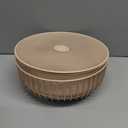 LIBKEN Metal Fruit Bowl with Mesh Lid and Basket - Fruit and Vegetable Holder For Kitchen Counter - Countertop Display Baskets Organizer - Bowl Storage for Veggie, Fruits, Snack, and Banana - Peach